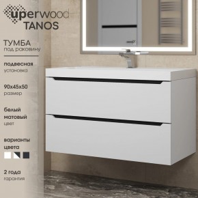 Тумба под раковину Uperwood Tanos 90 см, подвесная, белая/графит в Сургуте - surgut.mebel24.online | фото 3
