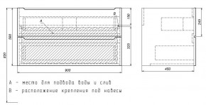 Тумба под раковину Uperwood Tanos 90 см, подвесная, белая/графит в Сургуте - surgut.mebel24.online | фото 7