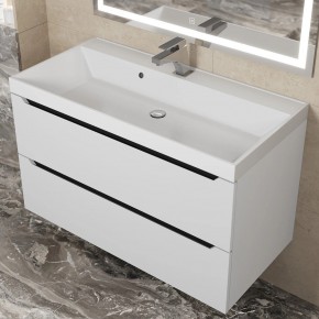 Тумба под раковину Uperwood Tanos 90 см, подвесная, белая/графит в Сургуте - surgut.mebel24.online | фото 9