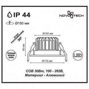 Встраиваемый светильник Novotech Drum 357604 в Сургуте - surgut.mebel24.online | фото 3